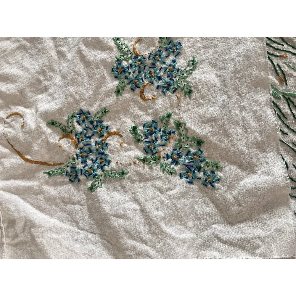 VTG Embroidered Peacock Coverlet Beadspread‎ 78x98